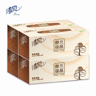 清风 Breeze 原木纯品盒装面巾纸 B339A18 180抽/盒 3盒/提 12提/箱 